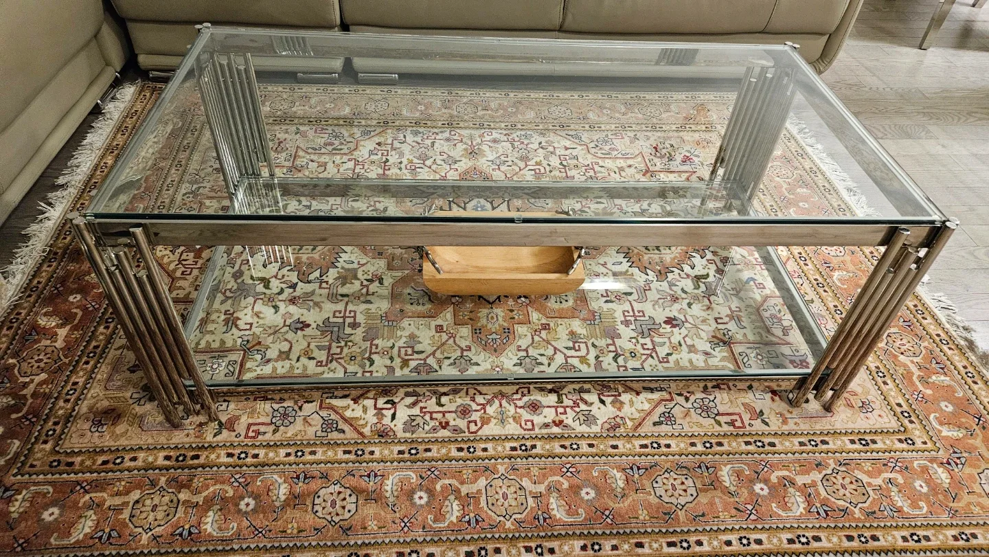 Glass Top Coffee Table with Metal Legs