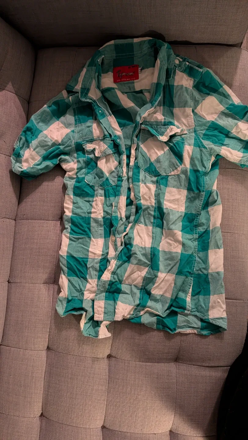 Topman Green & White Plaid Shirt #Cleanout