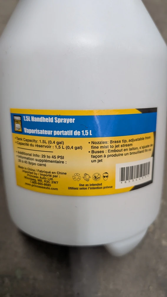 Princess Auto 1.5L Handheld Sprayer - photo 2