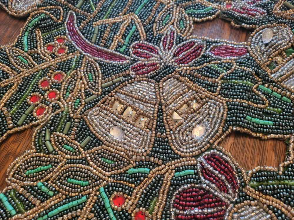 Beaded Christmas Table Runner