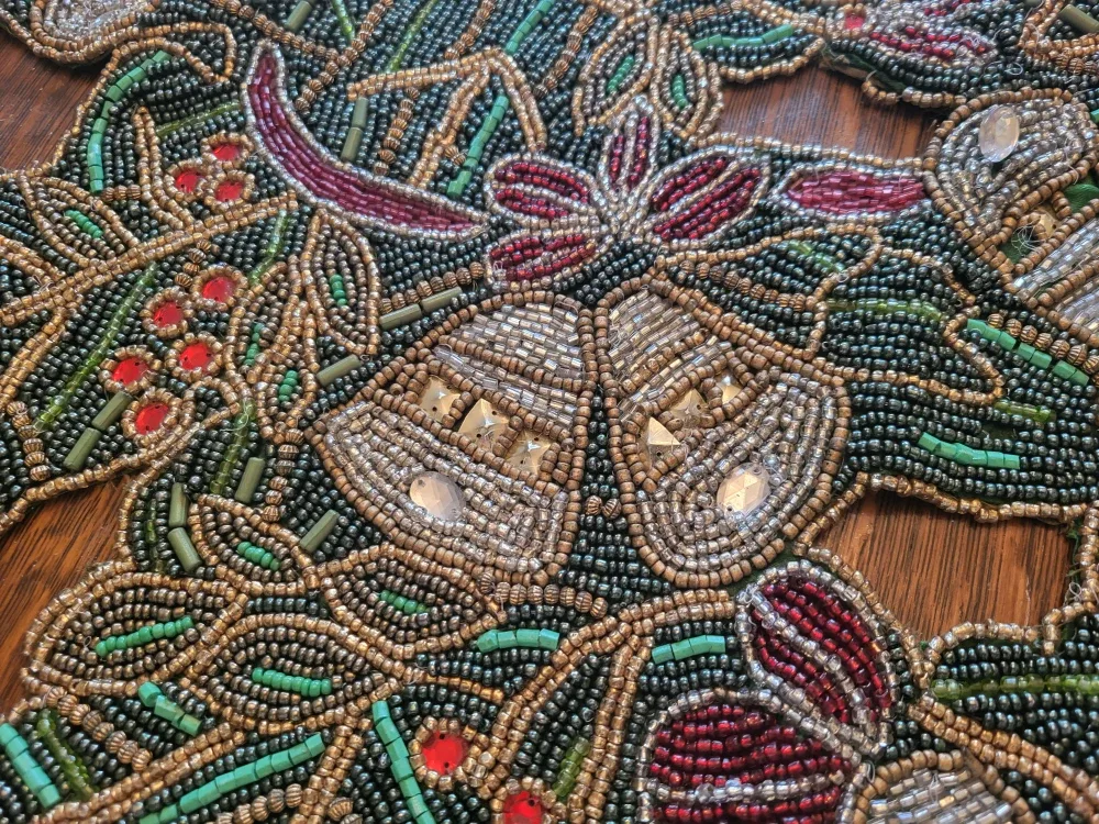 Beaded Christmas Table Runner