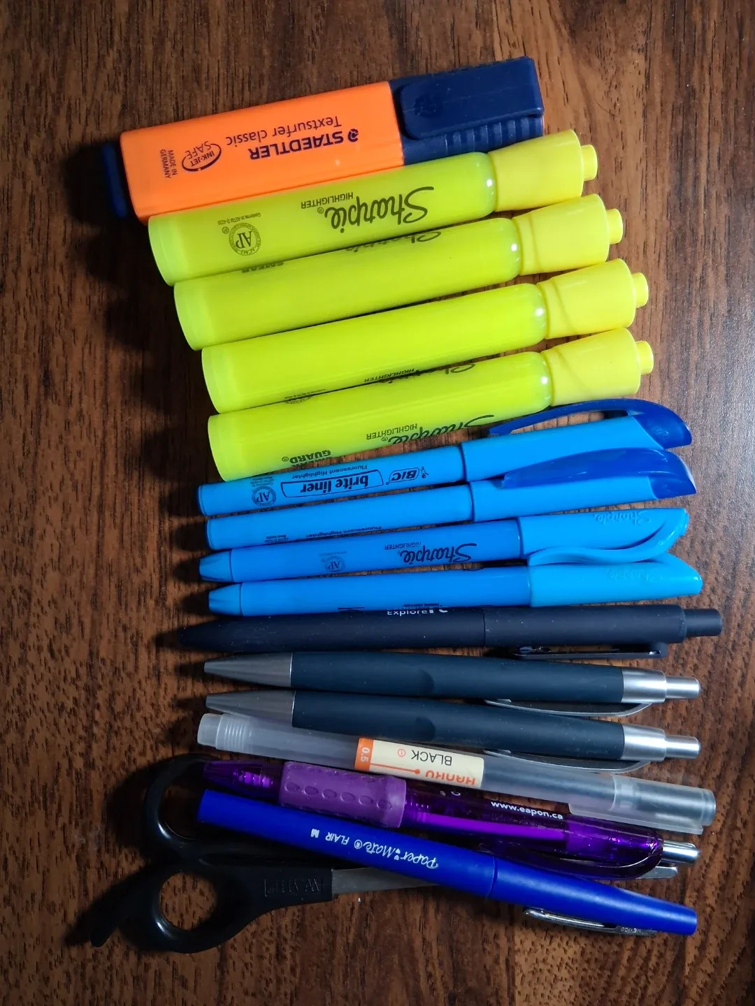 Assorted markers, pens, highlighters!