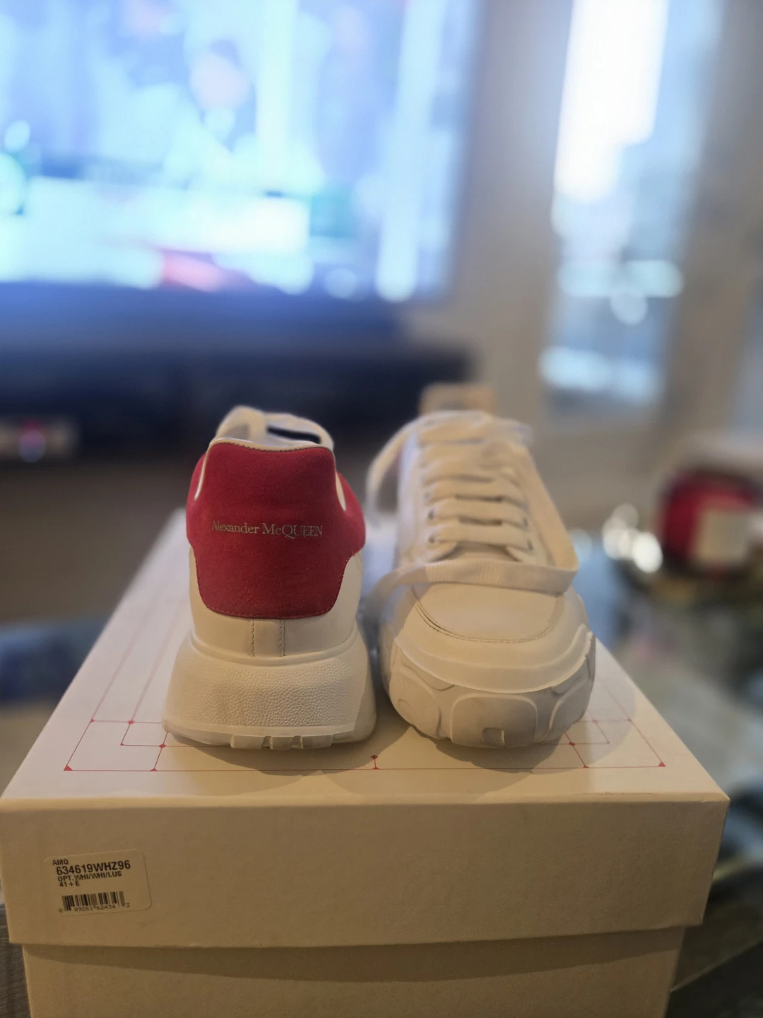 Alexander McQueen White & Red Velour Sneakers