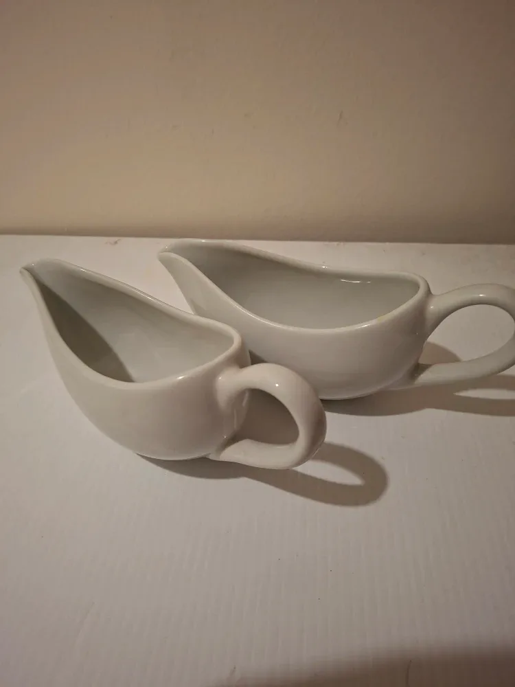 #Clearout- Two White Ceramic Gravy Boats