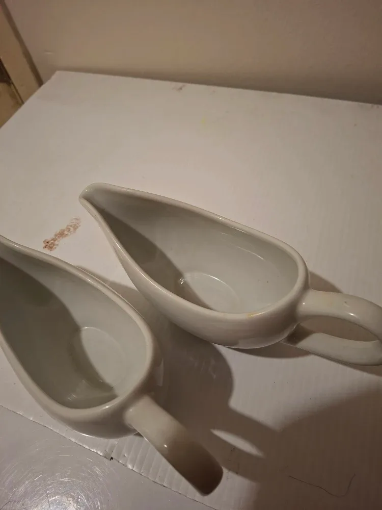 #Cleanout- Two White Ceramic Gravy Boats image indicator(2)