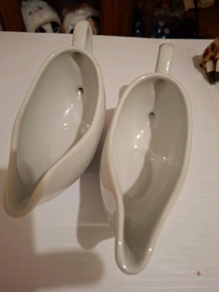 #Cleanout- Two White Ceramic Gravy Boats image indicator(3)