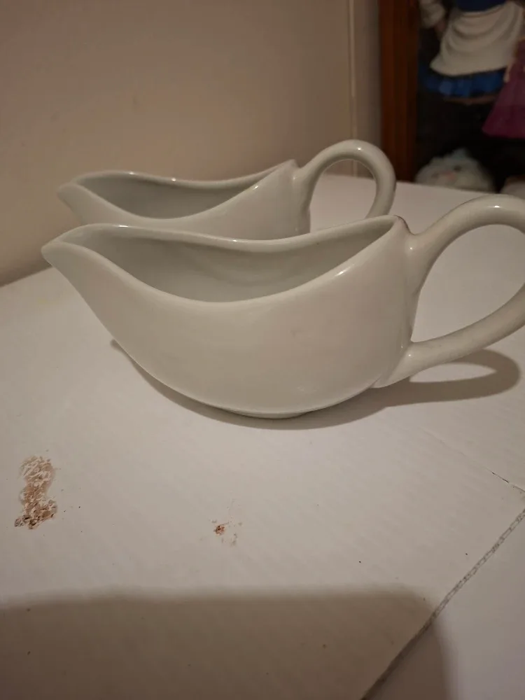 #Cleanout- Two White Ceramic Gravy Boats image indicator(4)