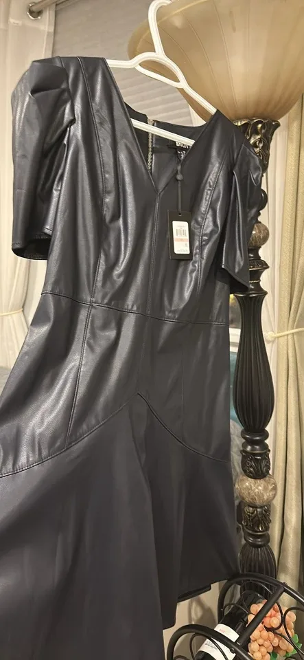 DKNY Faux Leather Dress - Size 10