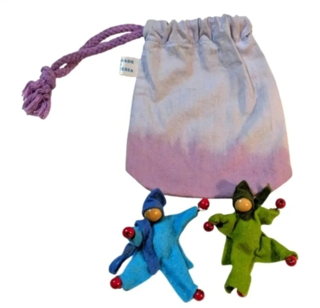 Vintage Handcrafted Amish Dolls in handcrafted drawstring Pouch image indicator(7)