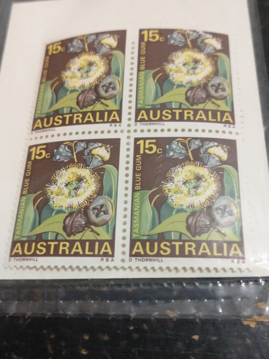 1968 Australia Tasmanian blue gum MNH 4x15c block image indicator(2)