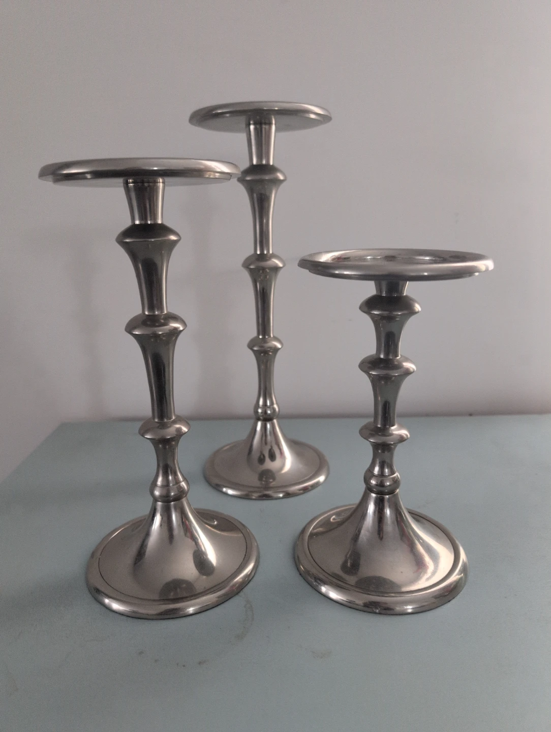 Silver Candle Holders - Set of 3