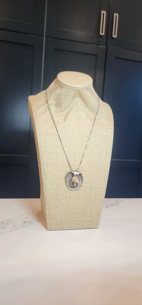 Vintage Silver Modernist Pendant Necklace