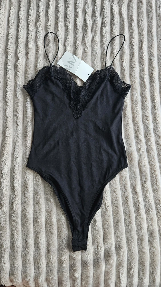 Zara Black Lace Bodysuit - Size S