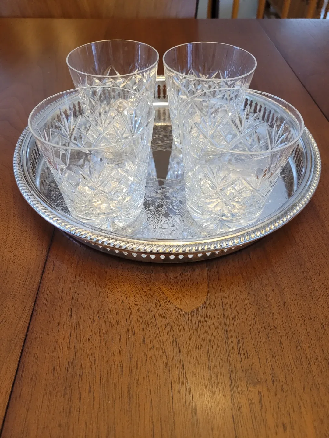Vtg. Webb Corbett Crystal Whiskey Glasses, Set of 4