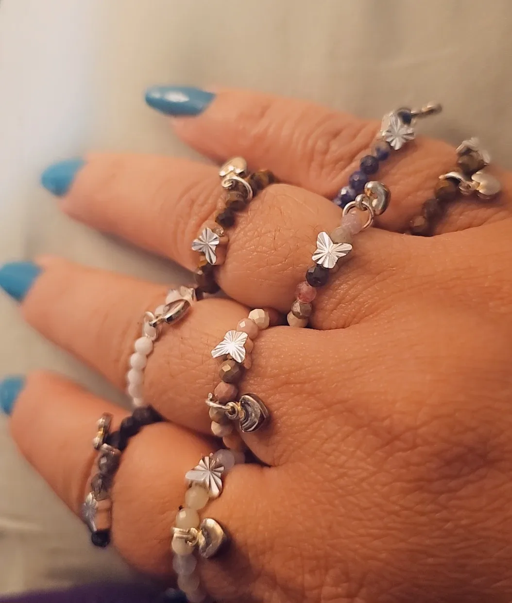 Beaded  crystal Stacking Rings