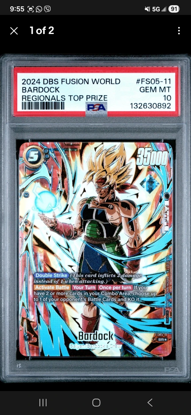 2024 DBS Fusion World Bardock Regionals Top Prize psa 10