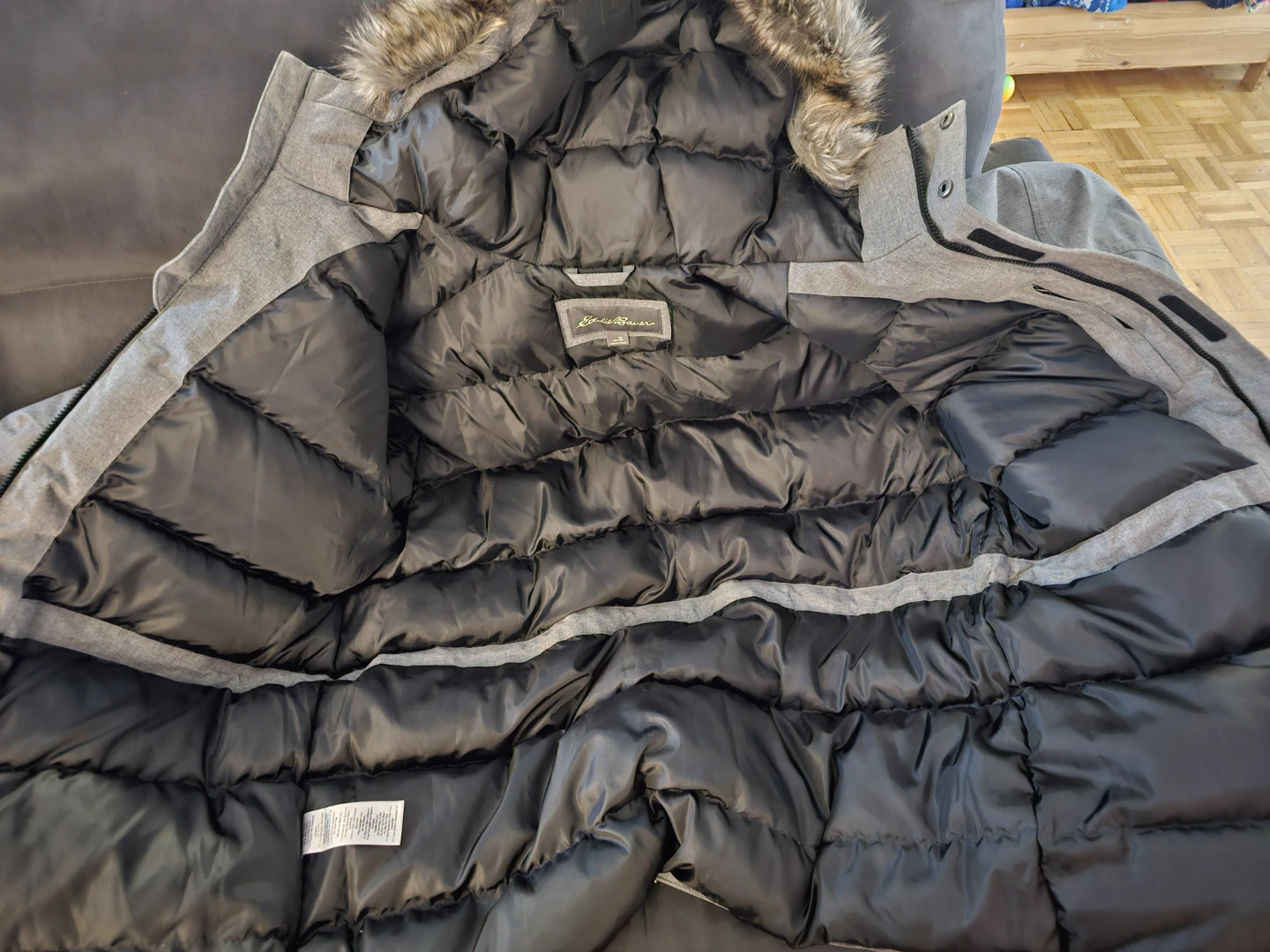 NEW Eddie Bauer Grey Down Parka Men's XL - photo 2