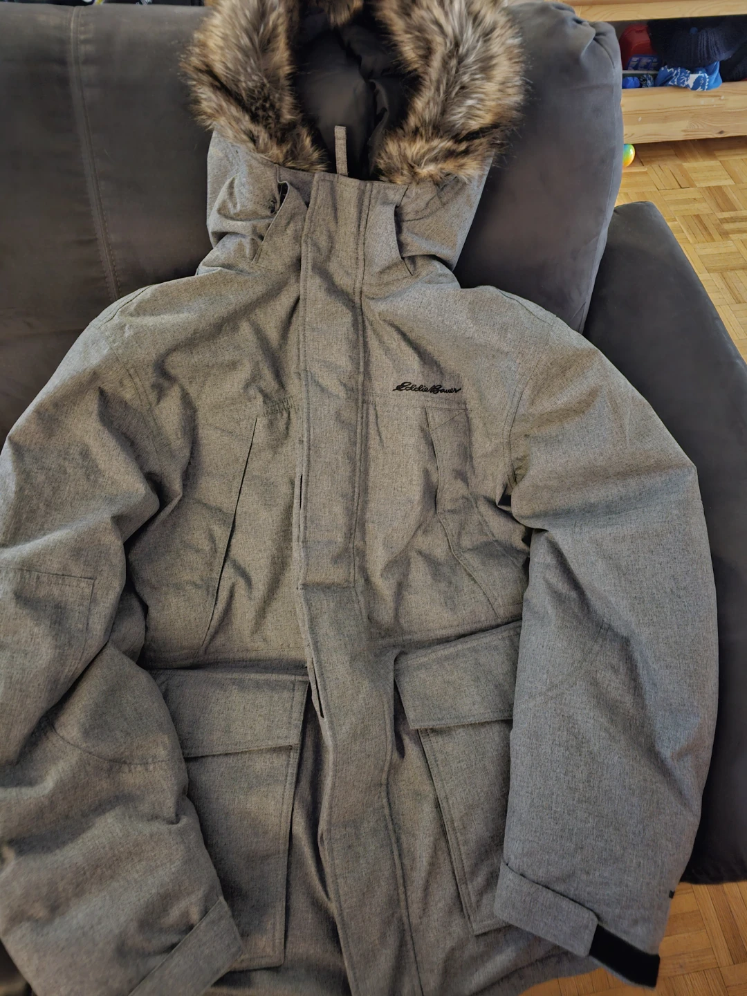 NEW Eddie Bauer Grey Down Parka Men's XL - photo 3