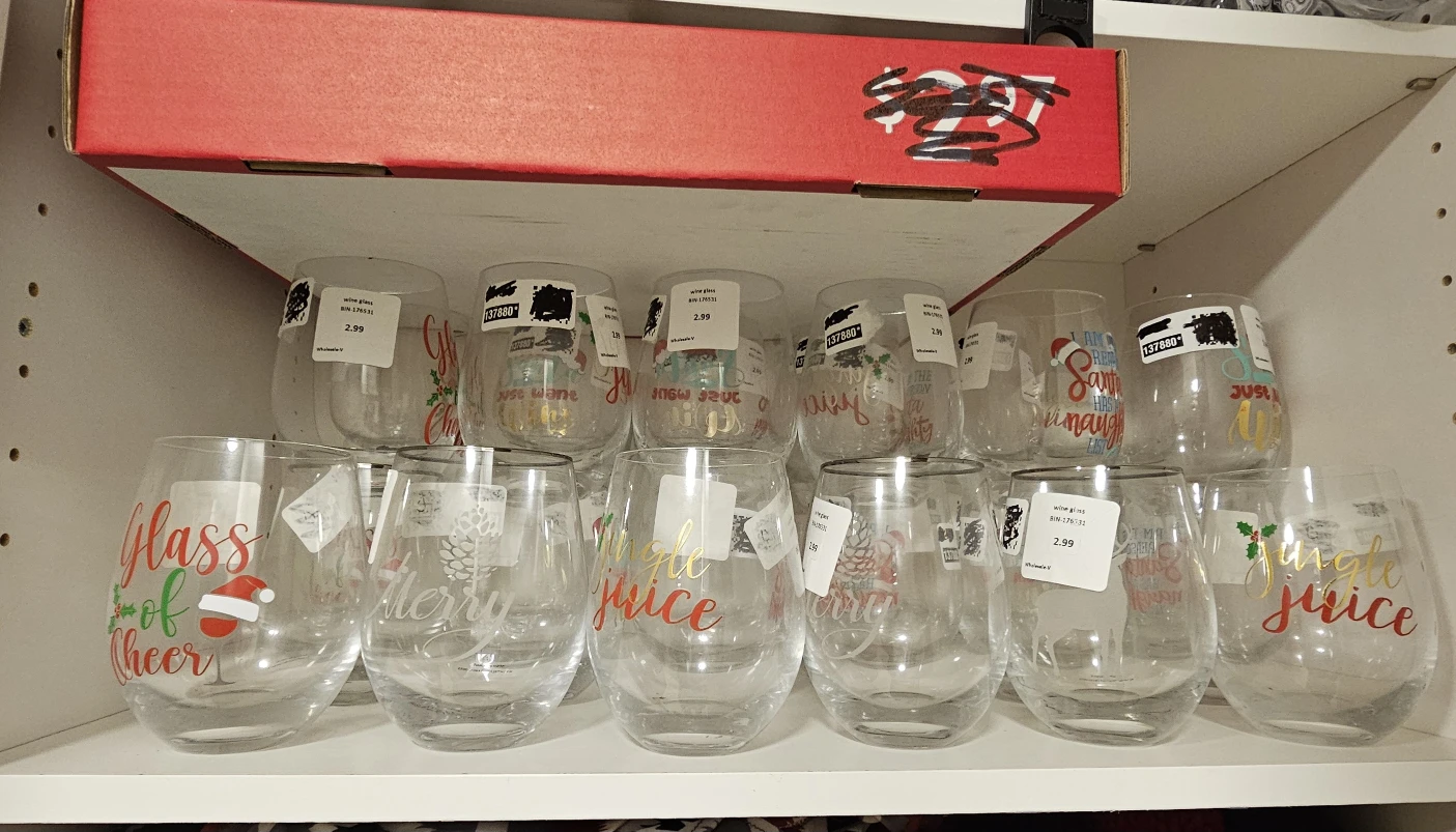 Christmas Wine Glasses - New $1 1each