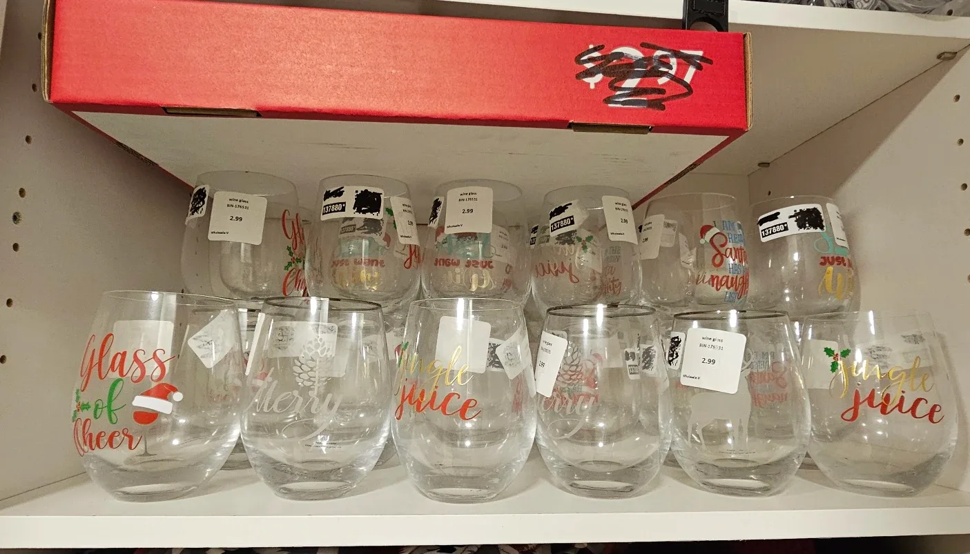 Christmas Wine Glasses - New $1 1each