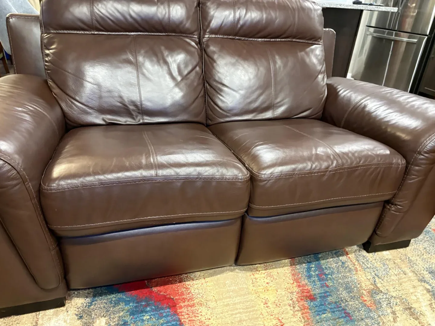Brown Leather Loveseat