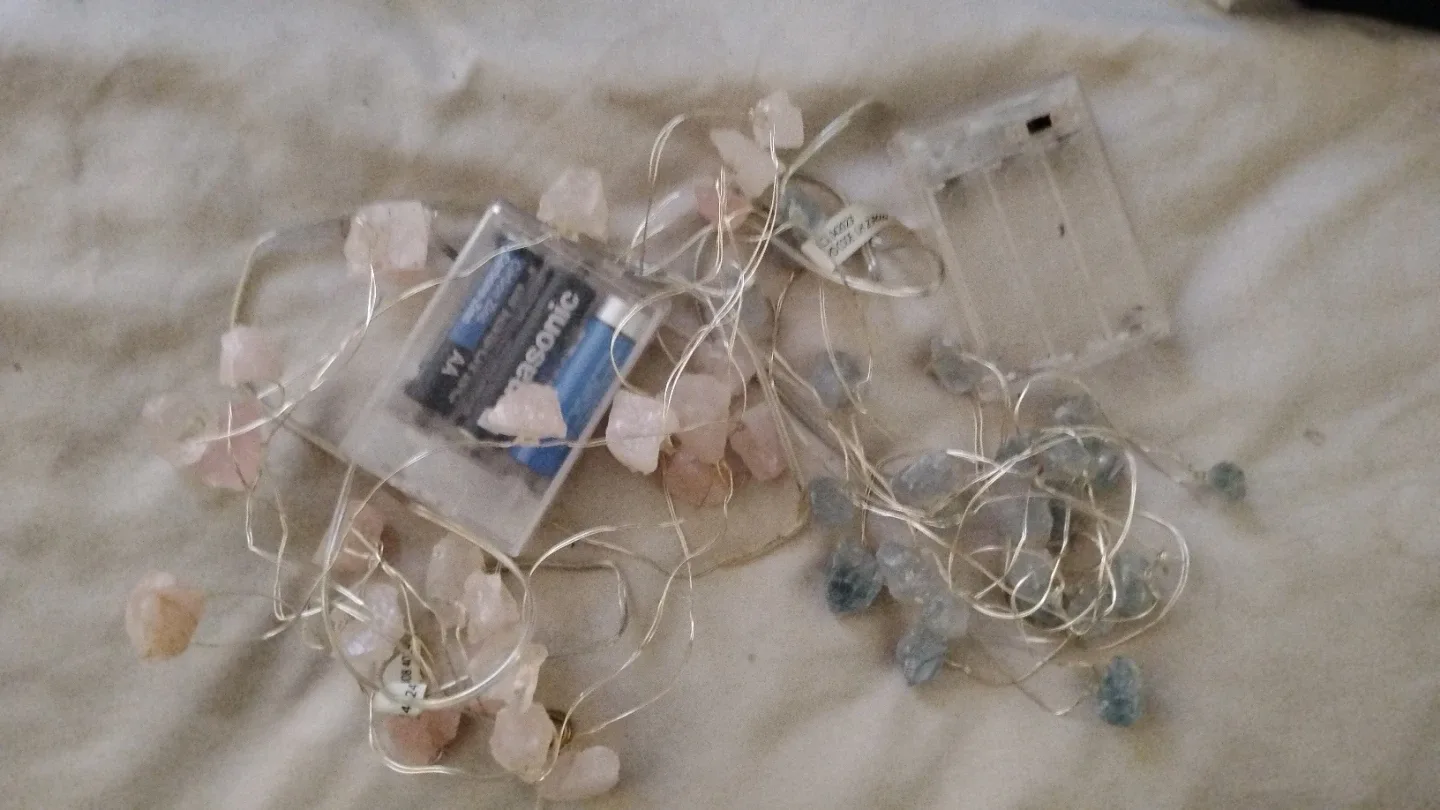 #cleanout - Rose Quartz + light blue String Lights