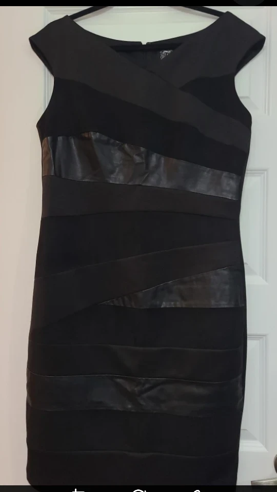 Jax Black Faux Leather & Suede Dress - Sz. 14 - photo 3