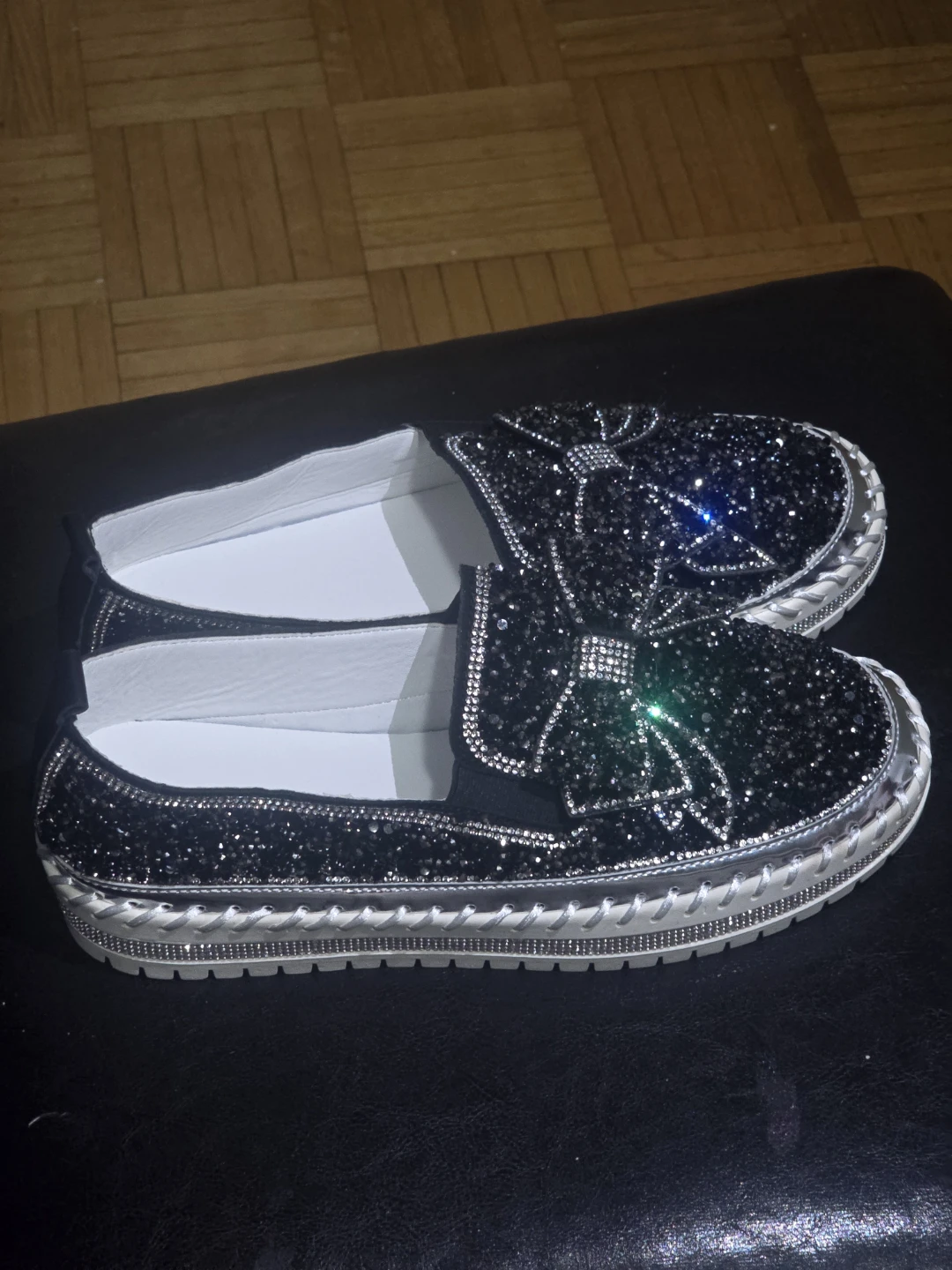 Black Jeweled Loafers - Size 43