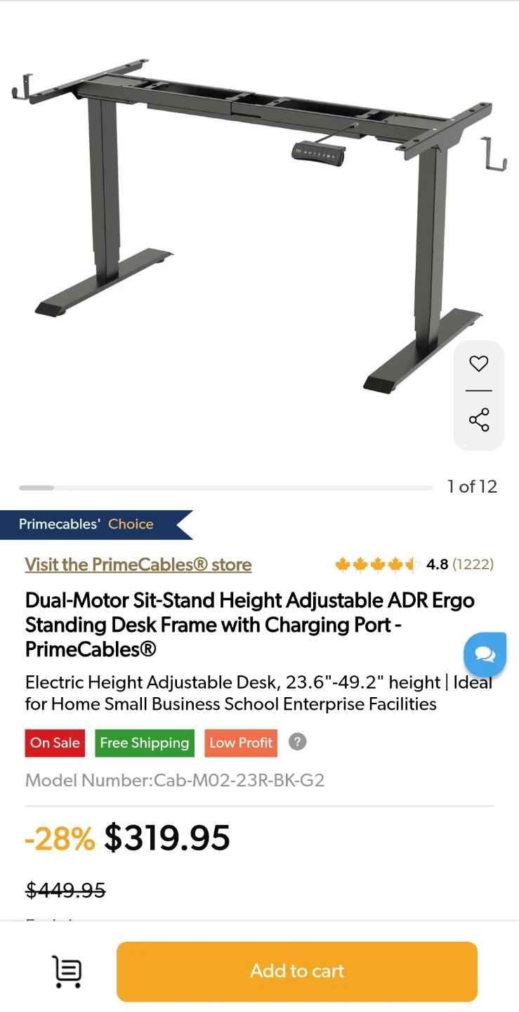 Dual-Motor Sit-Stand Standing Desk Frame Legs