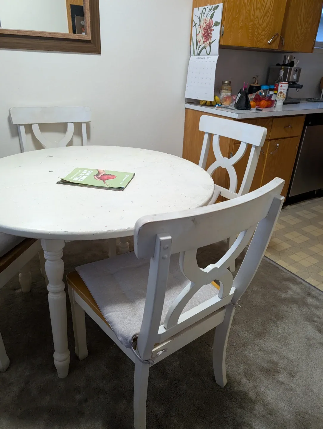 White Solid Wood Table and Chairs image indicator(4)