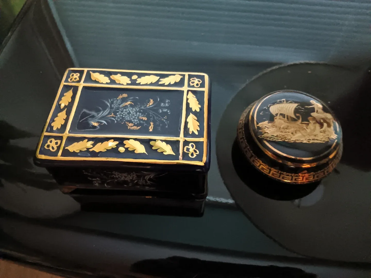 Vintage Navy & Gold Decorative Boxes #cleanout image indicator(4)
