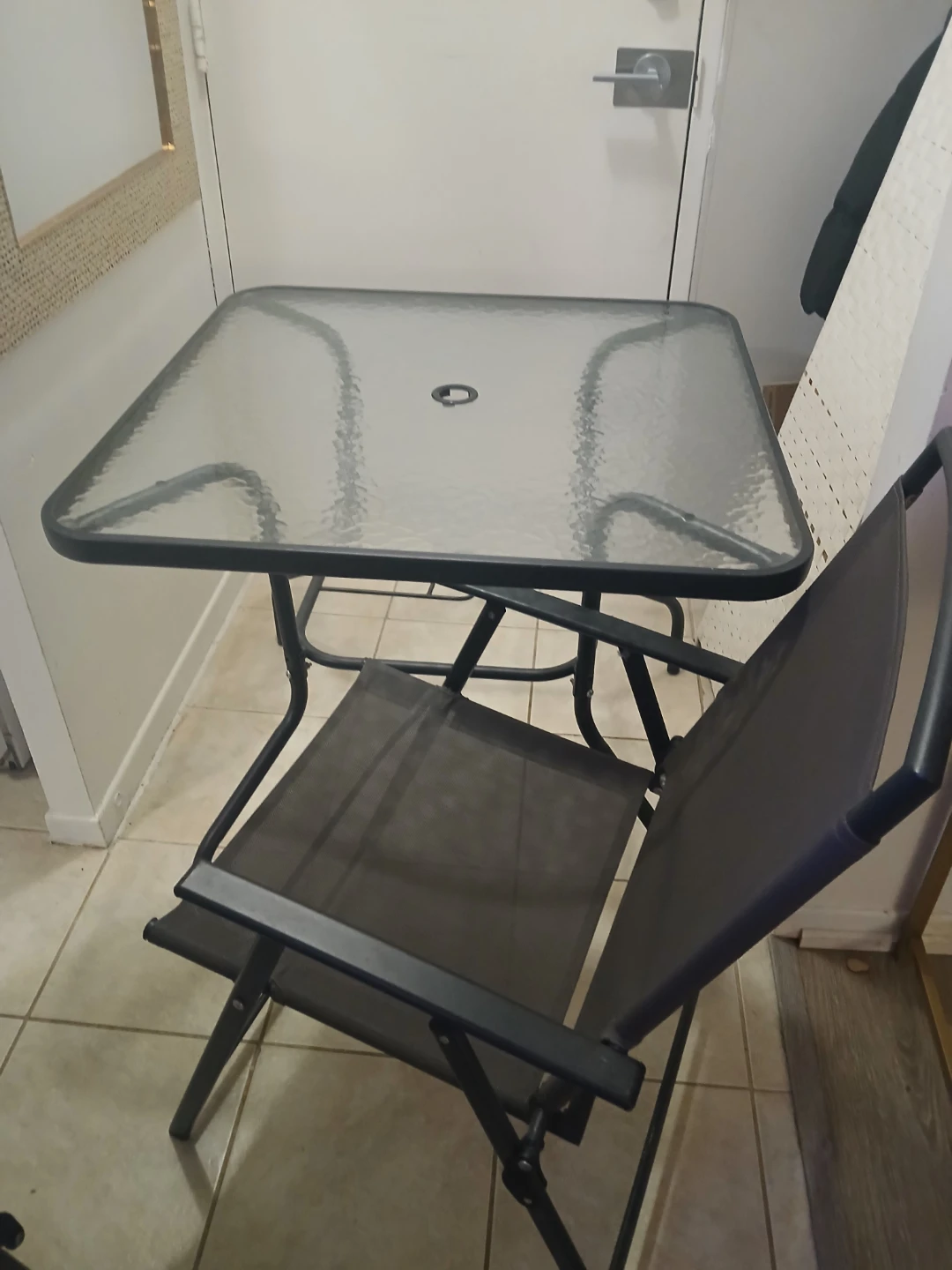 Patio Table and 4 Folding Chairs