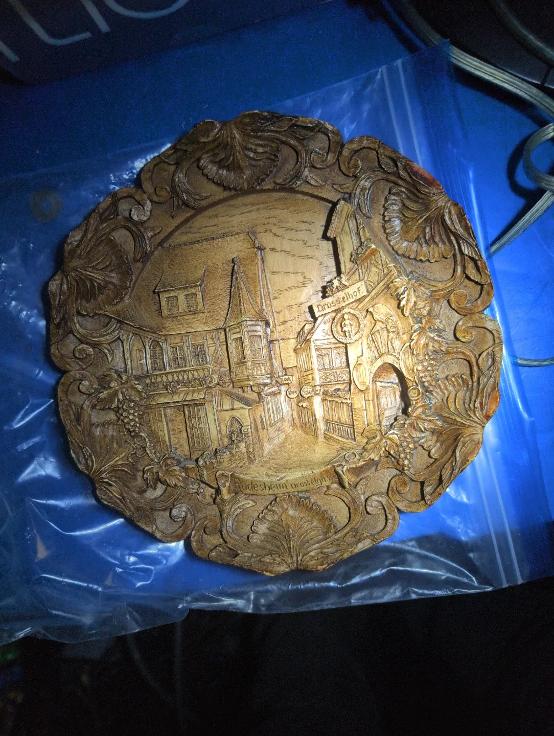 Vintage Wooden Rhine River Plate