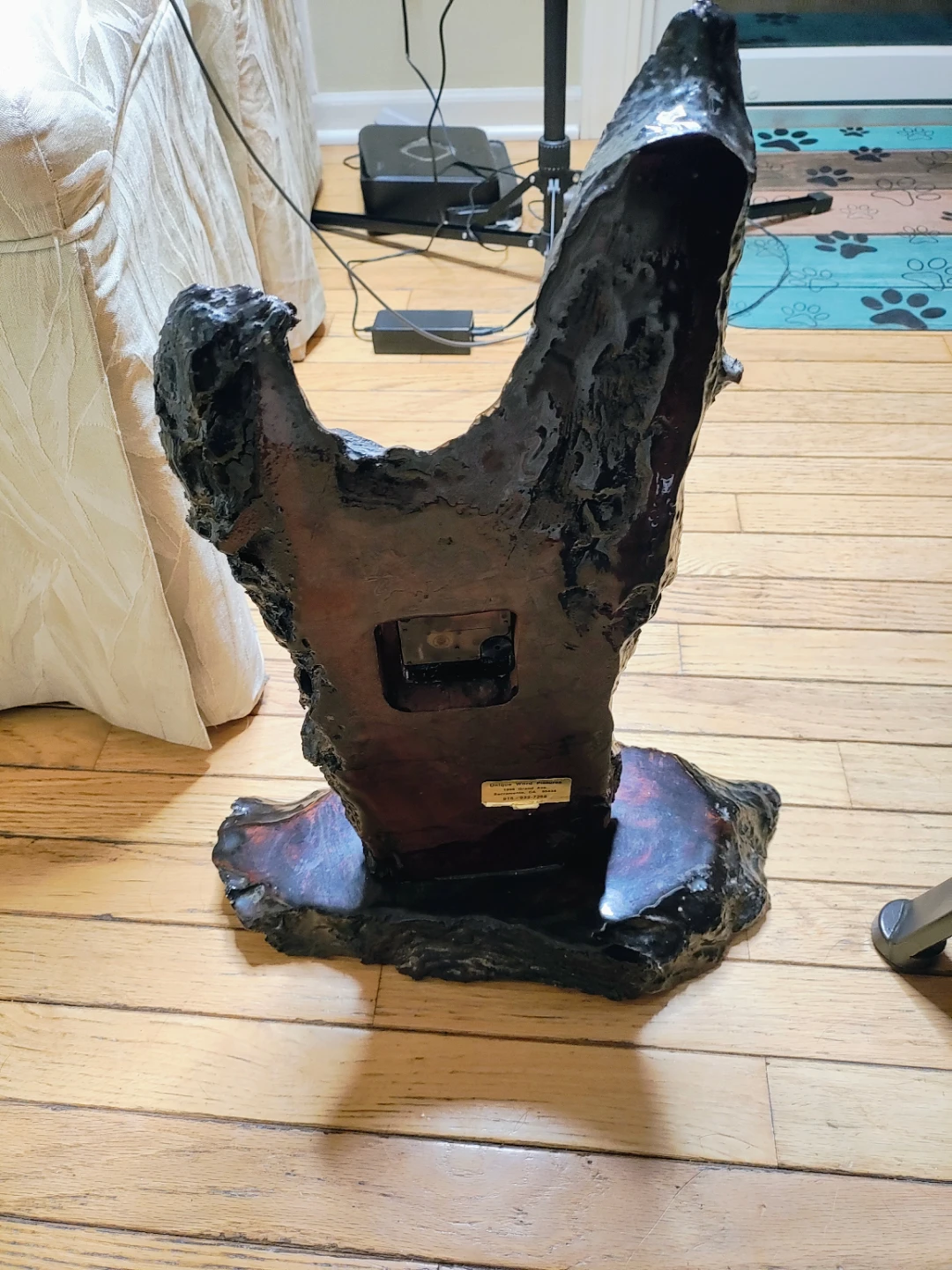handmade vintage live edge redwood burl wood slab clock.  - photo 2