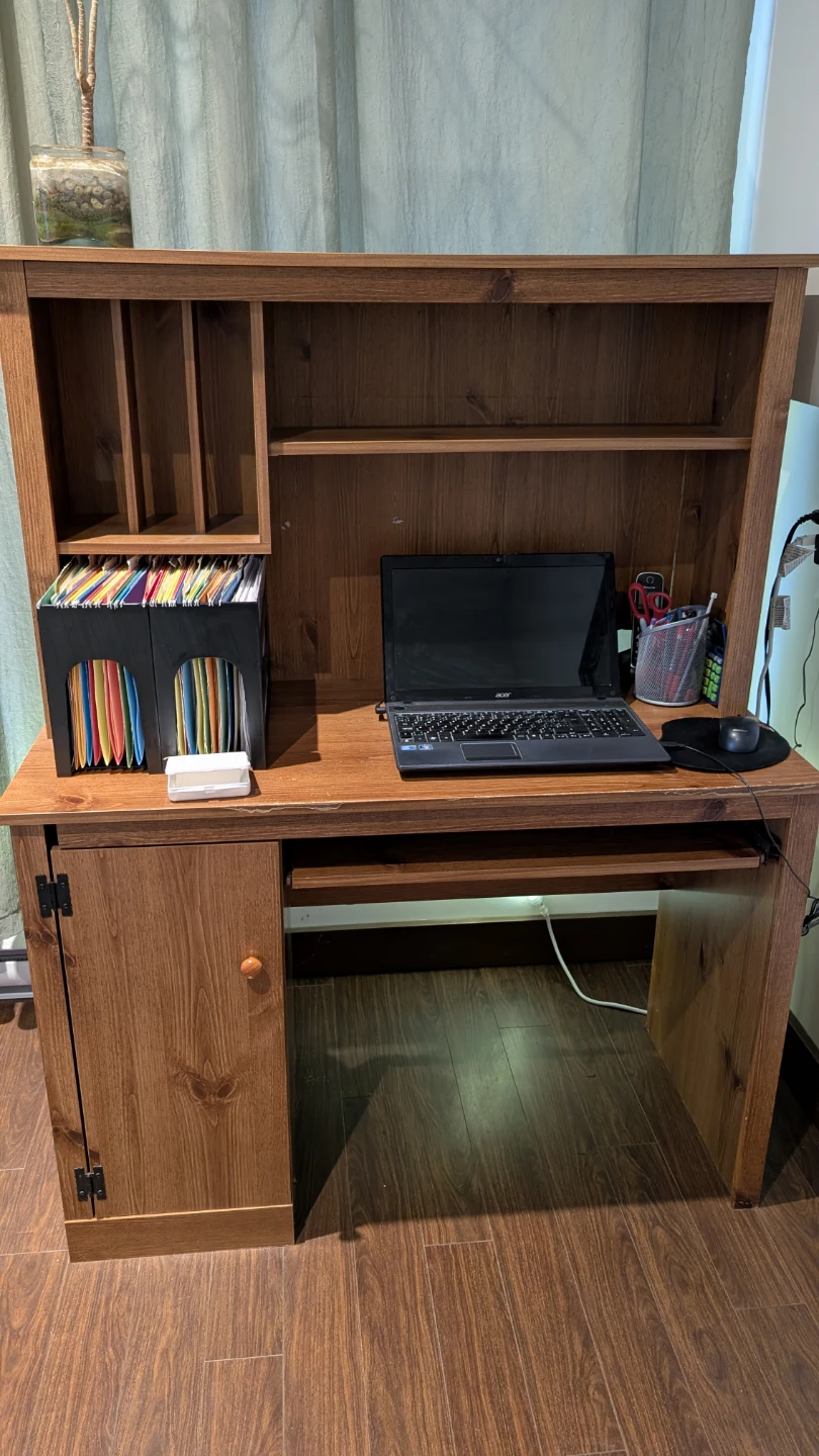 Wooden Desk with Hutch