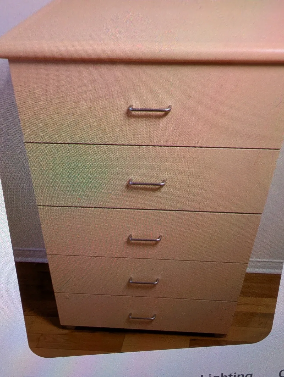 Peach Dresser with 5 Drawers