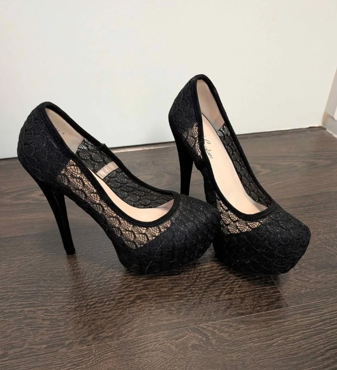 Lolli Couture Black Lace Heels, Size 7 - photo 2