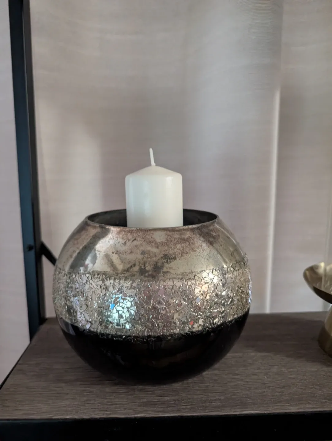 Silver and Black Mosaic Candle Holder
