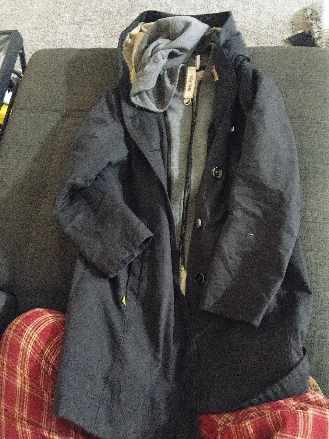 Soia & Kyo Black Coat with Grey Hoodie