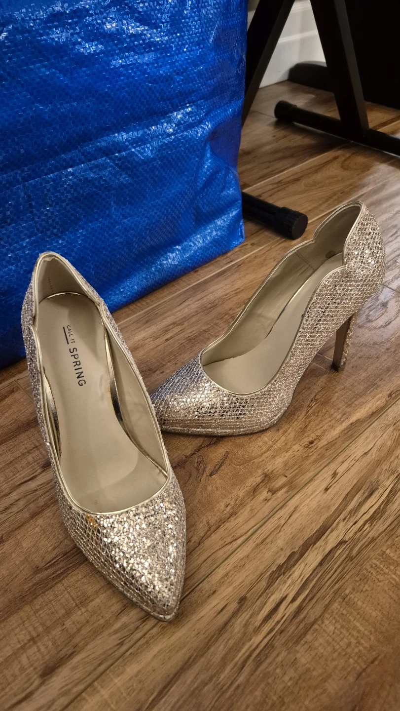 Call It Spring Gold Glitter Heels