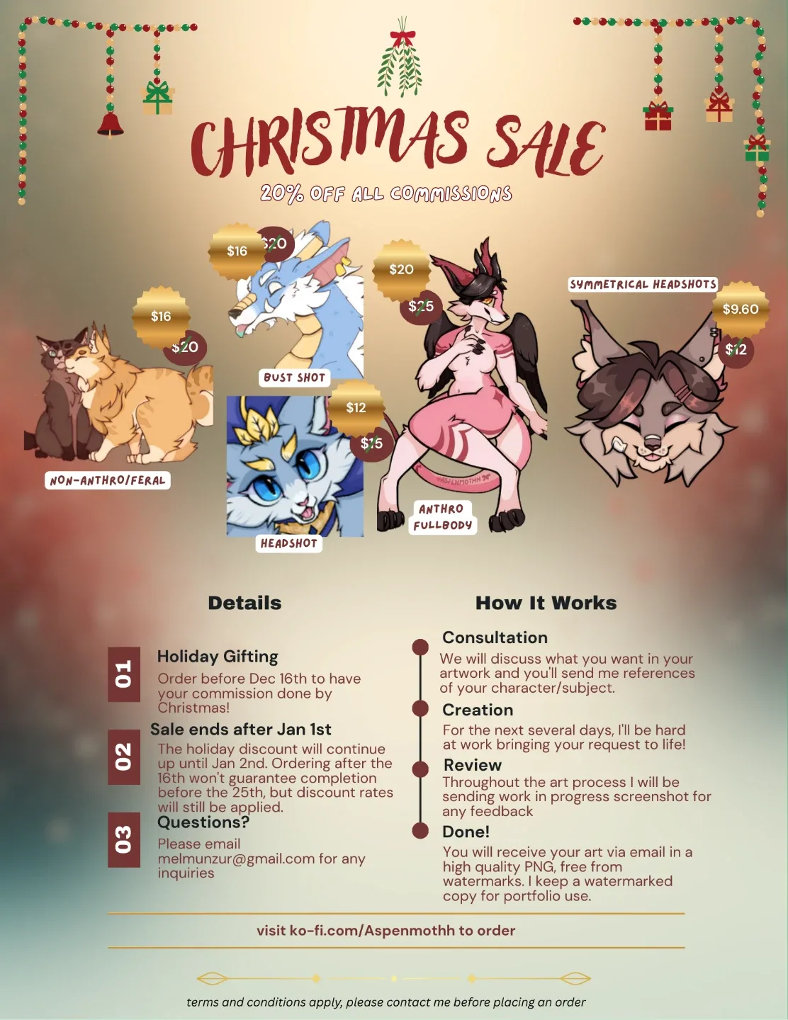 Holiday Sale, 20% off all Commissions