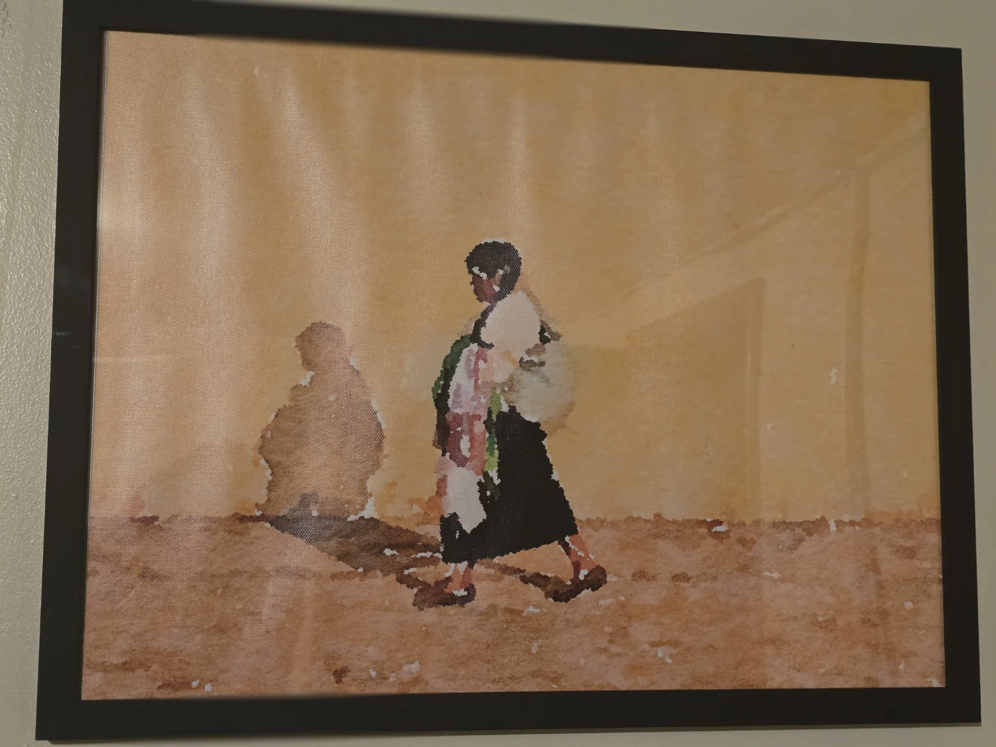Mexican Mother black Framed Watercolor Painting Wall Art decor