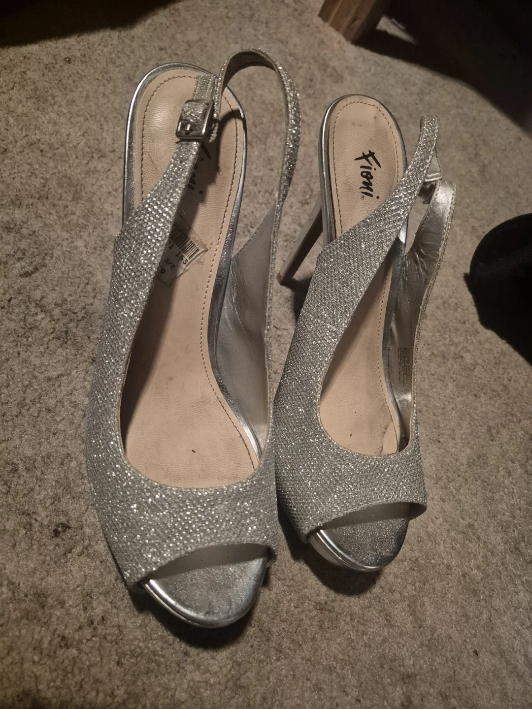 Fioni Silver Glitter Heels - Size 7.5