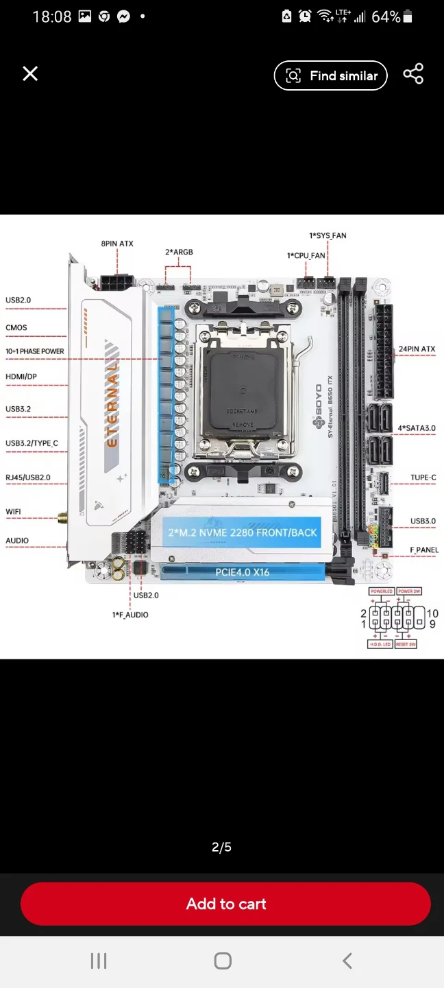 SOYO AMD B650iTX WIFI6 Motherboard - New - photo 2