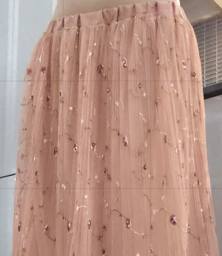 Peach Floral Embroidered Tulle Skirt