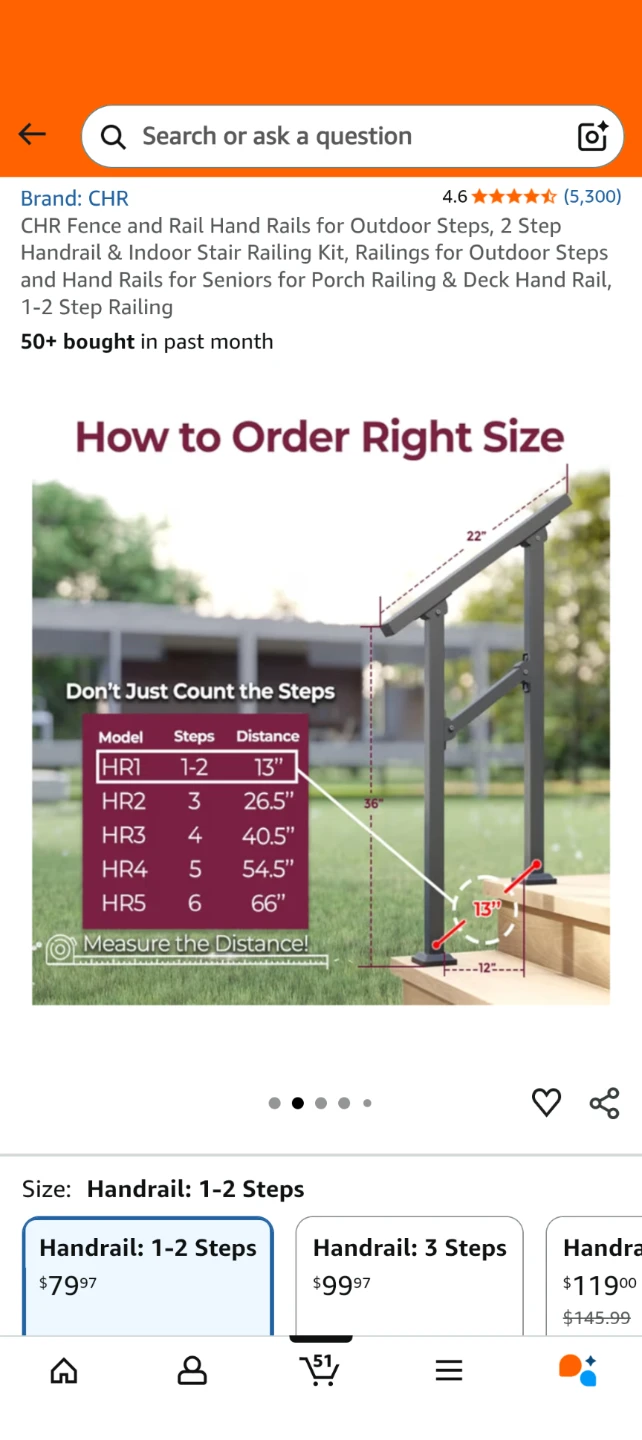 CHR Handrail Kit for 1-2 Steps - photo 2
