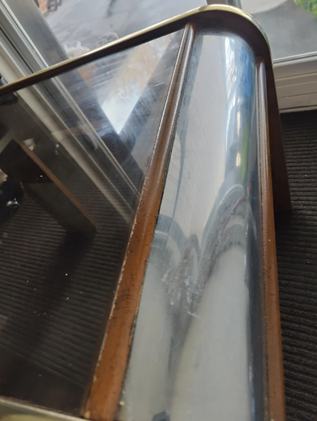 Glass Top Coffee Table - Wood and Brass Trim - photo 4