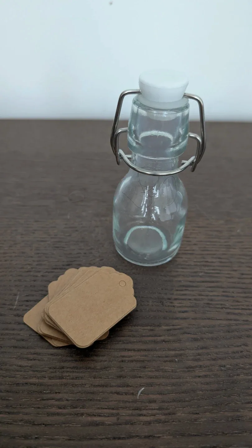 Mini Glass Bottles with Swing Top Lids & Tags