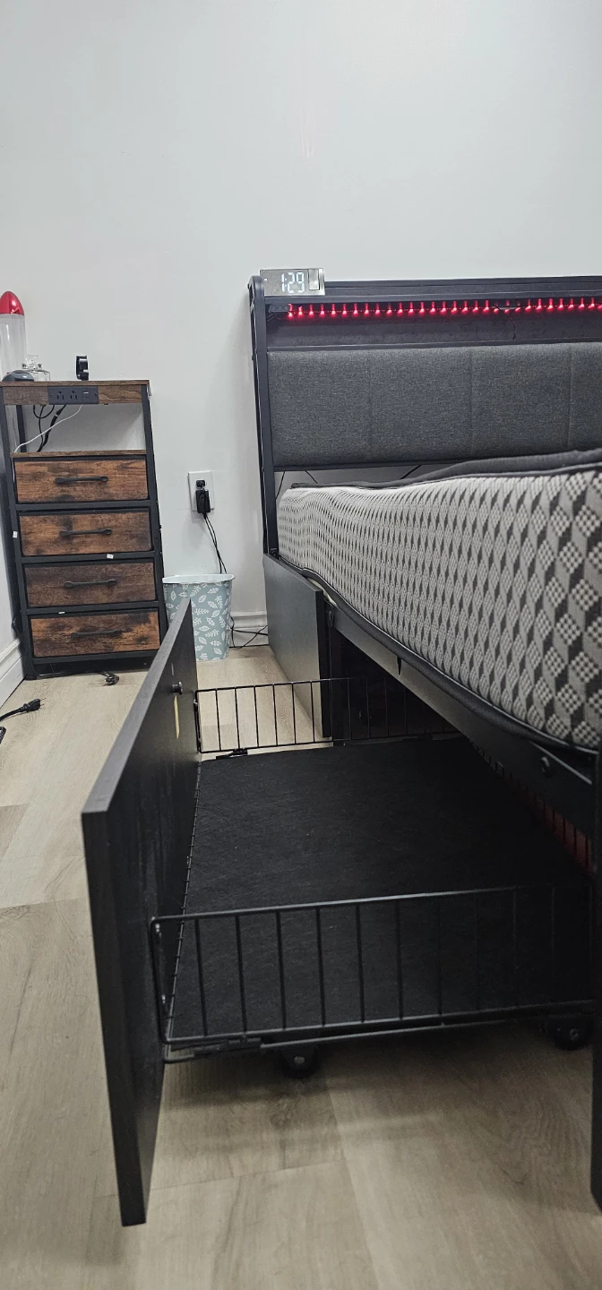 Queen Size Bed Frame with LED Lights and Mattress - photo 3