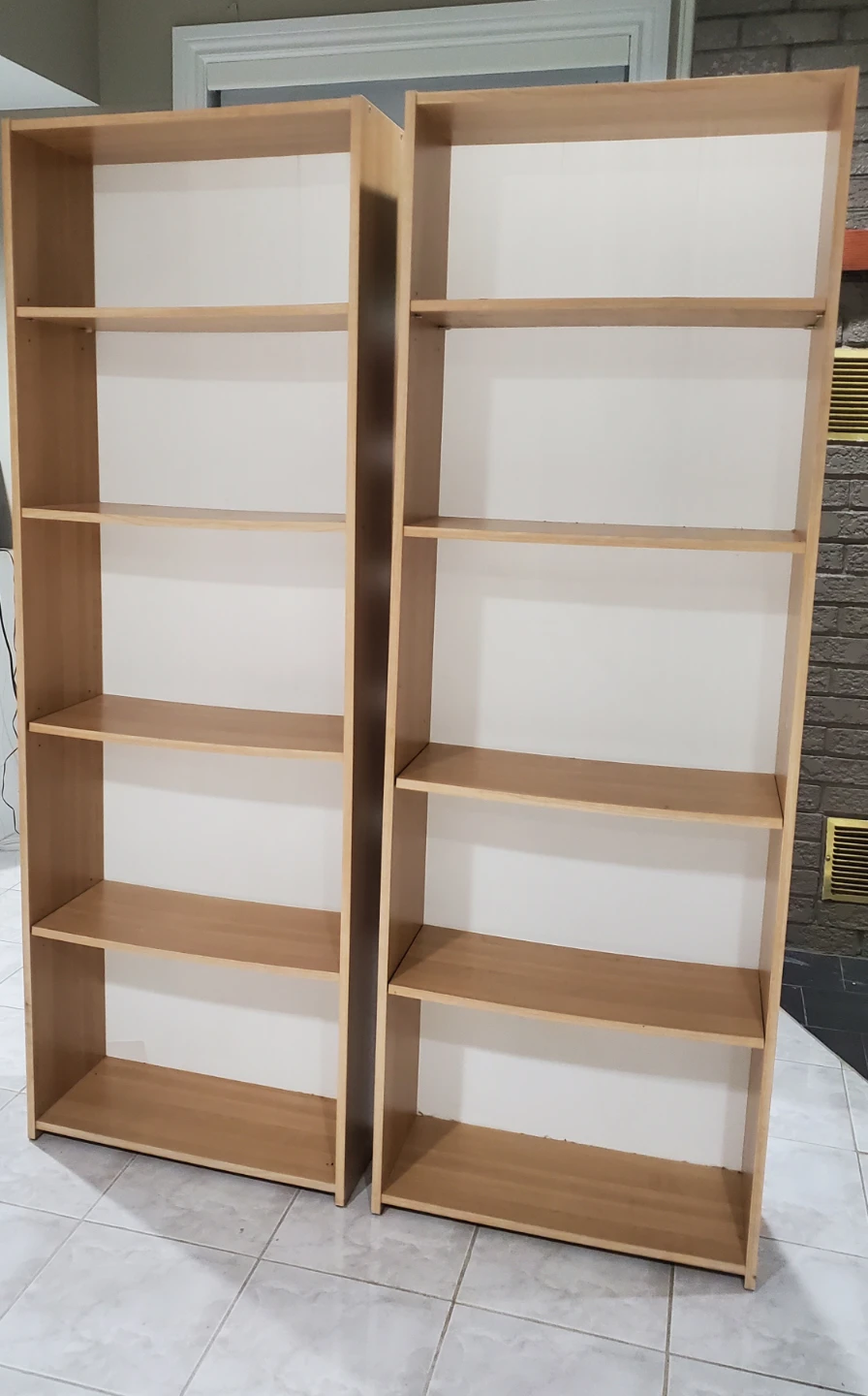Two Light Wood Bookcases